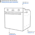 Horno Empotrable de Acero Inoxidable 59 x 59.5 x 63.2 cm Puerta Cristal tipo Espejo Supra Vortex - Imagen 5