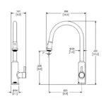 Monomando para Fregadero con Cabezal Retráctil y Dos Tipos de Chorro Adara E-312 Helvex - Imagen 3