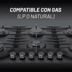 Parrilla Cristal Templado Negro Mate de 6 Quemadores Empotrable 90cm Nuur PARGA6VTM-L - Imagen 6