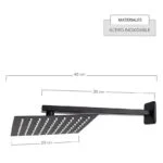 Regadera con Brazo y Chapetón 8" Negro Mate Meer RCT105 - Imagen 3