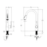 Monomando Electrónico para Fregadero de Cabeza Retráctil Acero Inoxidable Práctika E-315-AI Helvex - Imagen 2