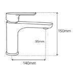 Monomando Corto para Lavabo Gunmetal Rugo P-104G - Imagen 2