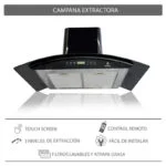Campana de Pared Acero Inoxidable Negro 87cm Supra Skyfall - Imagen 7