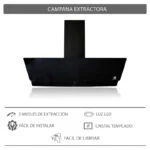 Campana de Pared tipo Pantalla con Cristal Templado 90cm Supra CP-90 - Imagen 6