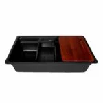 Fregadero de Submontar Acero Inoxidable Negro Mate 78 x 43 x 22 cm con Escurridor y Tabla Axcent Sophie