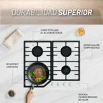 Paquete Campana de Pared Doble Cristal Templado Blanco 60cm + Parrilla Cristal Templado Blanco de 4 Quemadores Empotrable 59cm NUUR - Imagen 8
