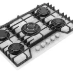 Paquete Campana de Pared Doble Cristal Templado Blanco 76cm + Parrilla Cristal Templado Blanco de 5 Quemadores Empotrable 76cm NUUR - Imagen 3
