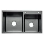 Tarja Doble Empotrar 82 x 45 x 22cm Acero Inoxidable Negro Mate Meer TD8245-2N