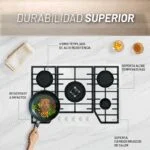 Paquete Campana de Pared Doble Cristal Templado Blanco 76cm + Parrilla Cristal Templado Blanco de 5 Quemadores Empotrable 76cm NUUR - Imagen 5