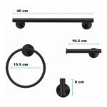 Juego de Accesorios 4 Piezas Negro Mate Meer ACC-014 - Imagen 4