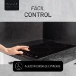 Parrilla de Inducción Magnética Vertical Negro Mate de 2 Quemadores 28.8cm 127V Nuur PARIN2-BM - Imagen 3