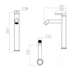 Monomando Alto para Lavabo Contract Platino Cromo Tecnobath TB32.031 - Imagen 3