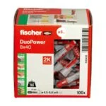 Taquetes de Nylon Multimaterial DuoPower de 8mm x 40mm Caja con 100 Piezas Fischer 535455 - Imagen 2