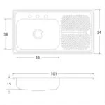 Fregadero Empotrar Mark 101 x 54 cm 1 Tina 1 Escurridor Derecho EB Técnica M-202 - Imagen 4