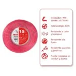 Cable THW-LS/THHW-LS CE RoHS Calibre 10 AWG Rojo 50 Metros IUSA 267298 - Imagen 2
