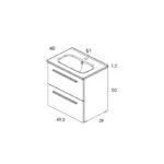 Gabinete Volado Urban Pack Lacado Brillo Blanco (2 cajones) con Lavabo Spirit 51cm x 40cm Esbaño 90329 - Imagen 2