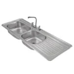 Fregadero Empotrar 144 x 54cm Doble Tina 1 Escurridor Derecho EB Técnica C-212N