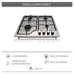 Parrilla Acero Inoxidable de 4 Quemadores Empotrable 60cm Supra NOVA STEEL 60 - Imagen 7