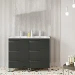 Gabinete Doble Vitale Lacado Brillo Gris con Lavabo Orbis 121cm x 46cm Esbaño 90225