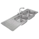 Fregadero Empotrar 144 x 54cm Doble Tina 1 Escurridor Izquierdo EB Técnica C-211N
