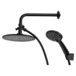 Regadera Redonda con Brazo y Teléfono 8" Negro Mate Meer RS307