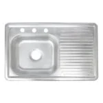 Fregadero de Empotrar Escurridor Derecho 80 x 50 x 15cm Acero Inoxidable Satinado Meer TSED8050