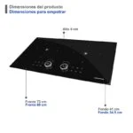 Parrilla de Inducción Magnética de 2 Quemadores Empotrable 73cm 127V Supra BEYOND 73 - Imagen 7