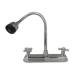 Paquete Fregadero de Empotrar Izquierdo 80 x 50 cm + Mezcladora Cisne con Válvulas Incluye Contracanasta, Desagüe y Mangueras Ekon 62331 - Imagen 2