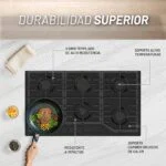 Parrilla Cristal Templado Negro Mate de 6 Quemadores Empotrable 90cm Nuur PARGA6VTM-L - Imagen 3