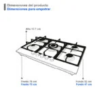 Parrilla Cristal Templado de 5 Quemadores Empotrable 76cm Supra 5Q-PG-76 - Imagen 7