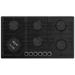 Parrilla Cristal Templado Negro Mate de 6 Quemadores Empotrable 90cm Nuur PARGA6VTM-L