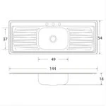 Fregadero Empotrar 144 x 54cm 1 Tina Doble Escurridor EB Tecnica C-203N - Imagen 4